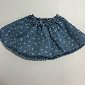 Old Navy Denim Skirt with White Floral Design